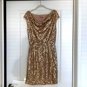Eliza J Sparkly Gold Dress | Size 8